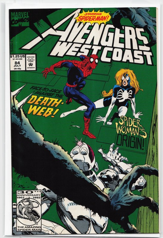 Avengers West Coast #84 (1992), raw, ungraded comic book — front cover