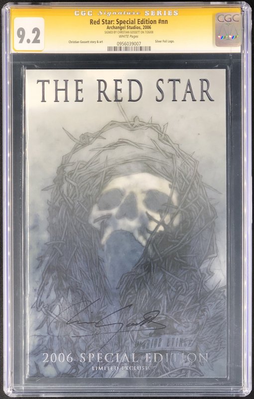 Red Star: Special Edition CGC 9.2 Signature Series Signed by Christian Gossett, CGC 9.2 graded comic book, Signature Series label — front cover in its holder