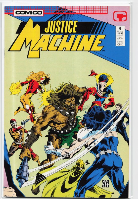 Justice Machine #6 (1987), raw, ungraded comic book — front cover