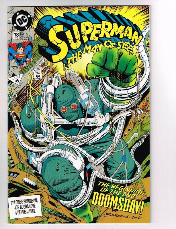Superman Man of Steel #18 & 19 Set (1993) Great Doomsday Cover (9.2) WH (DC Comics, 1993), raw comic book in 9.2 condition — front cover
