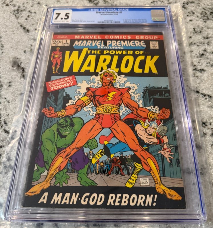 Marvel Premiere #1 (Marvel Comics, 1972), CGC 7.5 graded comic book, Universal Blue label — front cover in its holder