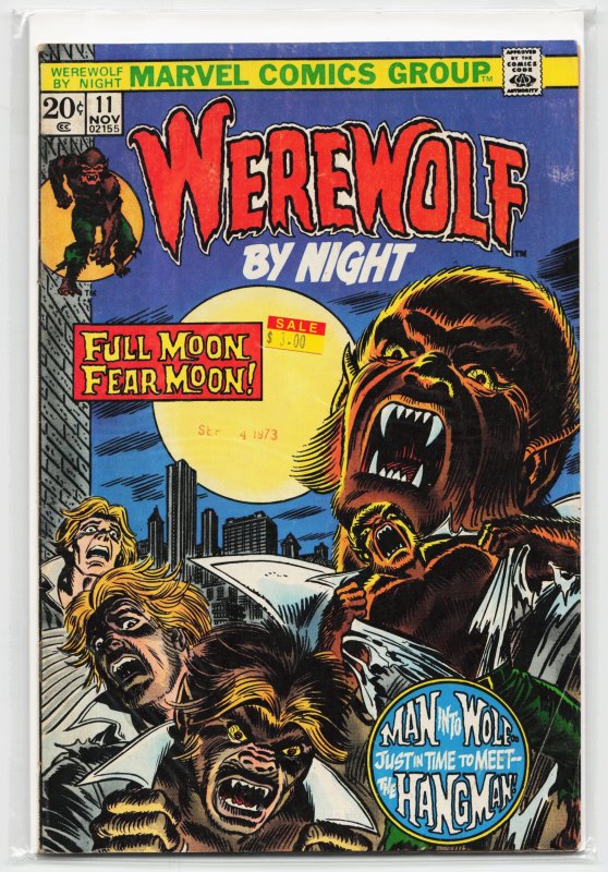 Werewolf by Night #11 (Marvel Comics, 1973), raw, ungraded comic book — front cover