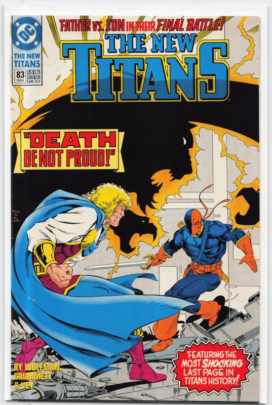 The New Titans #83 (DC Comics, 1992), raw, ungraded comic book — front cover