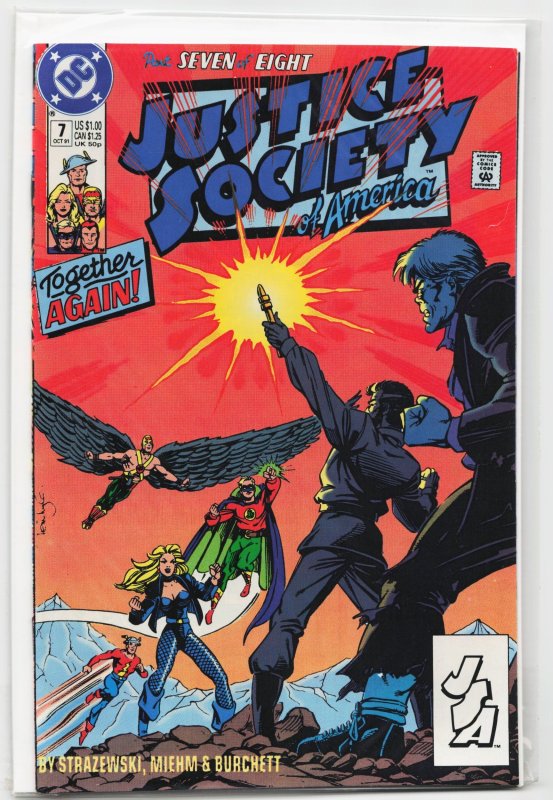 Justice Society of America #7 (DC Comics, 1991), raw, ungraded comic book — front cover