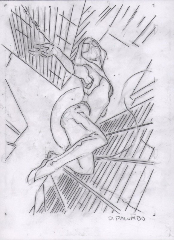 Ghost-Spider Marvel Masterpieces Prelim - with COA - Signed art by David Palumbo (Marvel Comics), raw, ungraded comic book — front cover