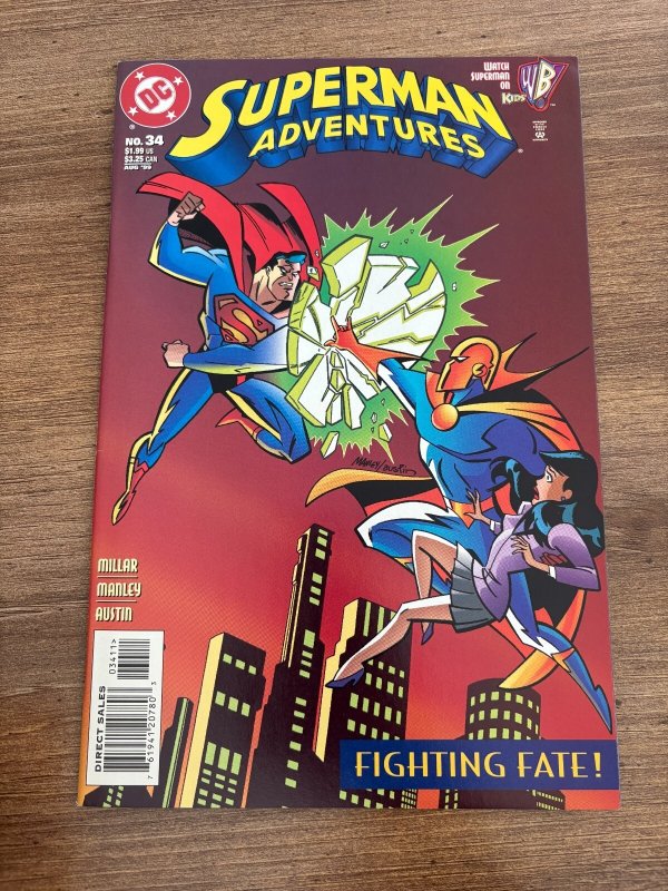 Superman Adventures #34 (DC Comics, 1999), raw comic book in NM condition — front cover