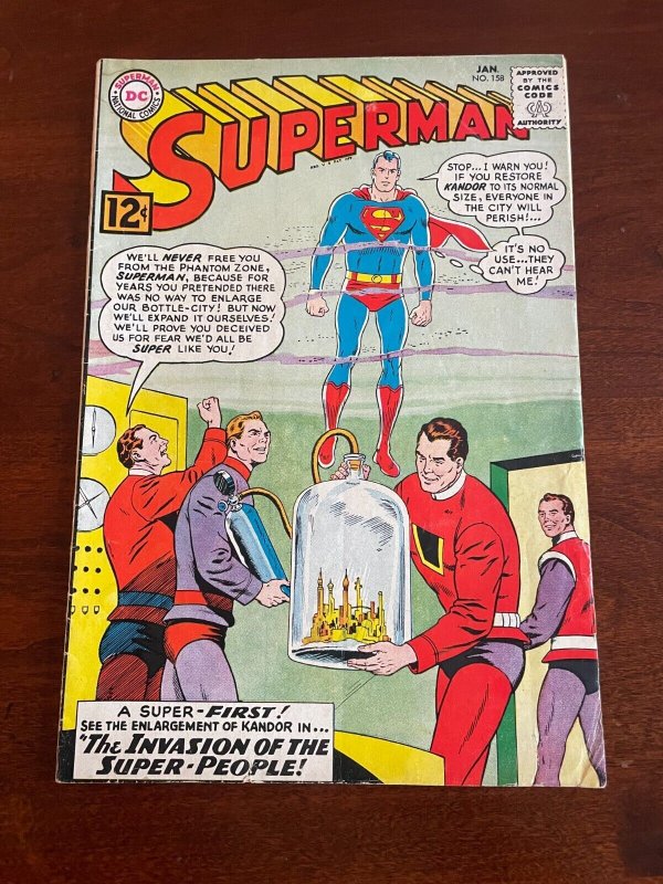 Superman #158 (DC Comics, 1963), raw comic book in VF- condition — front cover