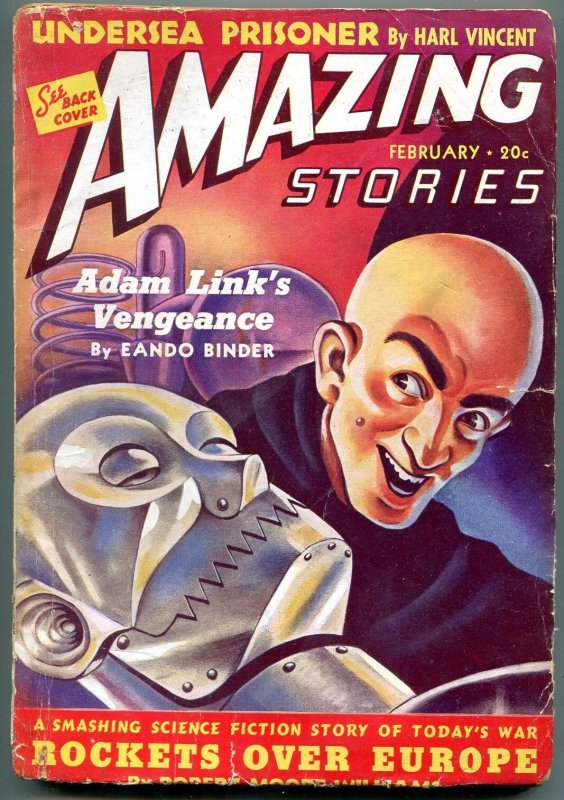 Pulp: Amazing Stories Pulp February 1940- Robot Cover- Adam Link VG (1940), raw comic book in VG condition — front cover