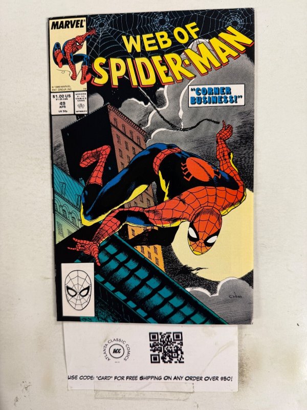 Web of Spider-Man #49 (Marvel Comics, 1989), raw comic book in NM condition — front cover