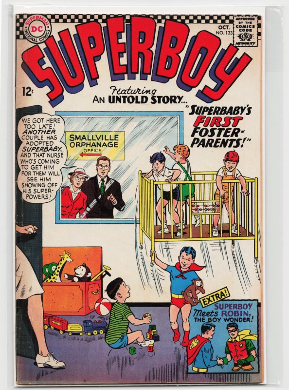 Superboy #133 (DC Comics, 1966), raw, ungraded comic book — front cover