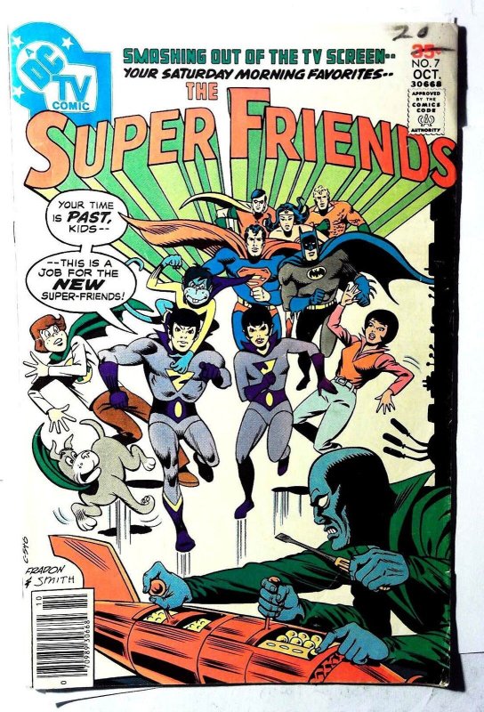Super Friends #7 (DC Comics, 1977), raw, ungraded comic book — front cover