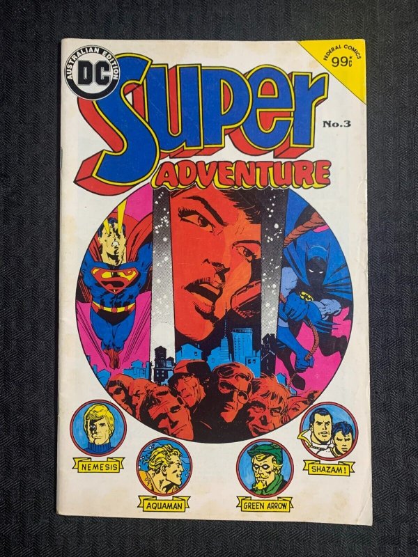 1984 Super Adventure DC Federal Comics #3 (1984), raw comic book in VG+ 4.5 condition — front cover