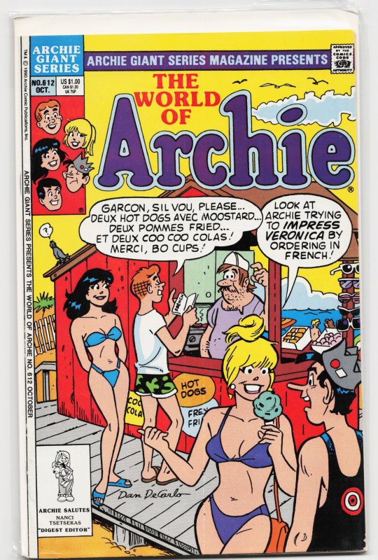 Archie Giant Series Magazine #612 (Archie Comics, 1990), raw, ungraded comic book — front cover
