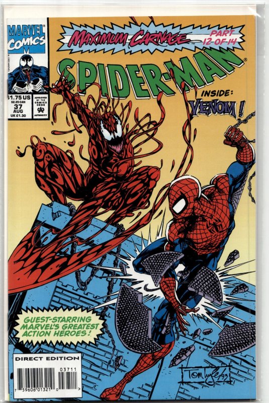 Spider-Man #37 (Marvel Comics, 1993), raw, ungraded comic book — front cover