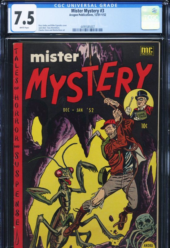 Mister Mystery #3, CGC 7.5 graded comic book, Universal Blue label — front cover in its holder