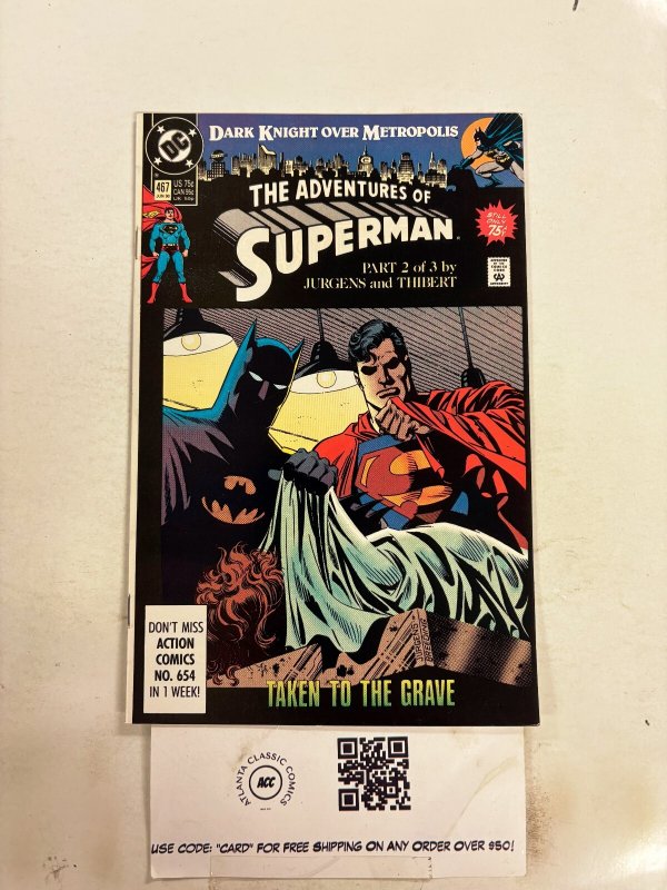 Adventures of Superman #467 (Marvel Comics), raw comic book in NM condition — front cover