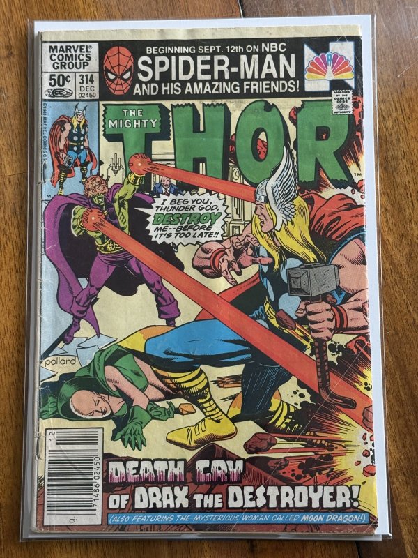 The Mighty Thor #314 (Marvel Comics, 1981), raw comic book in VG/FN 5.0 condition — front cover