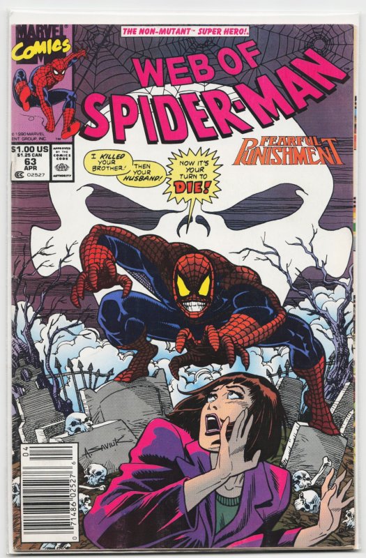 Web of Spider-Man #63 (Marvel Comics, 1990), raw, ungraded comic book — front cover
