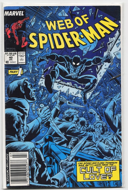 Web of Spider-Man #40 (Marvel Comics, 1988), raw, ungraded comic book — front cover