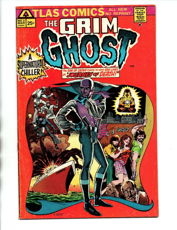 The Grim Ghost #2 (Atlas Comics, 1975), raw comic book in VG/FN condition — front cover