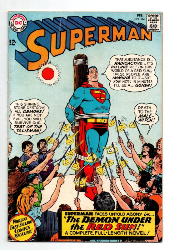 Superman #184 (DC Comics, 1966), raw comic book in VG condition — front cover
