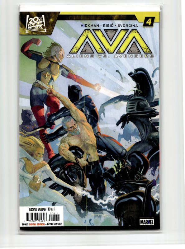 Aliens vs. Avengers #4 (Marvel Comics, 2025), raw, ungraded comic book — front cover