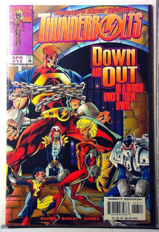 Thunderbolts #13 (Marvel Comics, 1998), raw, ungraded comic book — front cover
