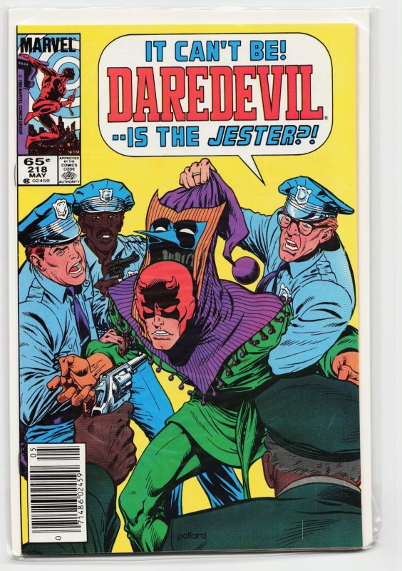 Daredevil #218 (Marvel Comics, 1985), raw, ungraded comic book — front cover