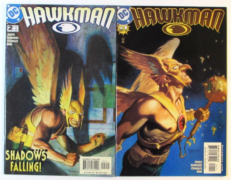 2002 Hawkman Lot of 2 #1, 2 DC Comics 4th Series 1st Print Comic Books (DC Comics, 2002), raw, ungraded comic book — front cover