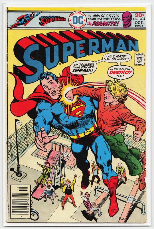 Superman #304 (DC Comics, 1976), raw, ungraded comic book — front cover