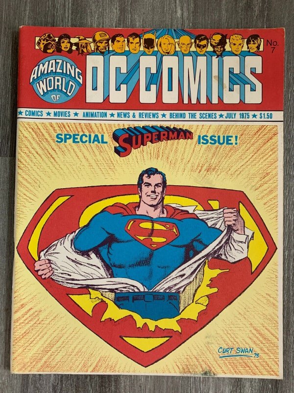 1975 Amazing World of DC Comics #7 (1975), raw comic book in FN+ 6.5 condition — front cover