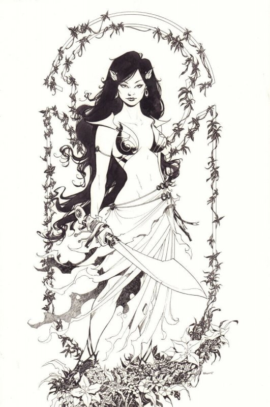 Dejah Thoris Commission - Signed art by Mike McKone, raw, ungraded comic book — front cover