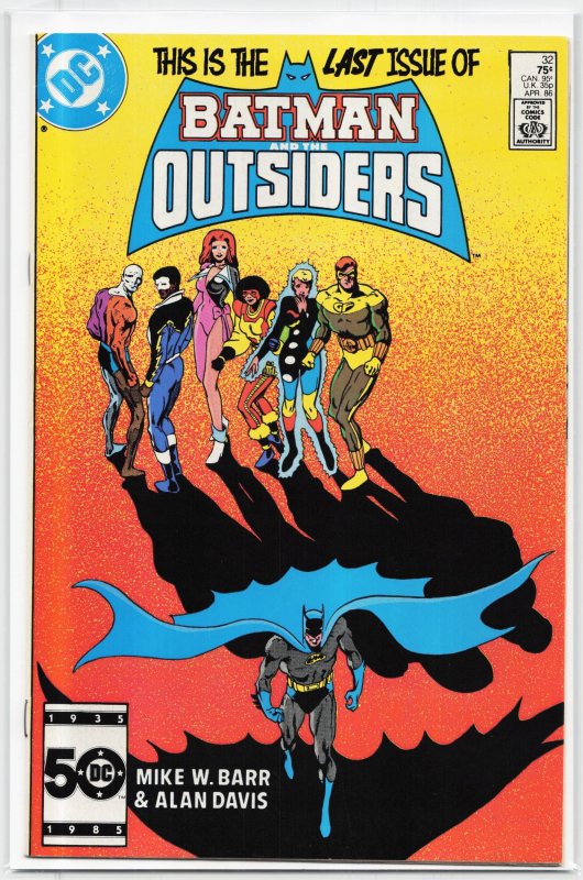 Batman and the Outsiders #32 (DC Comics, 1986), raw, ungraded comic book — front cover