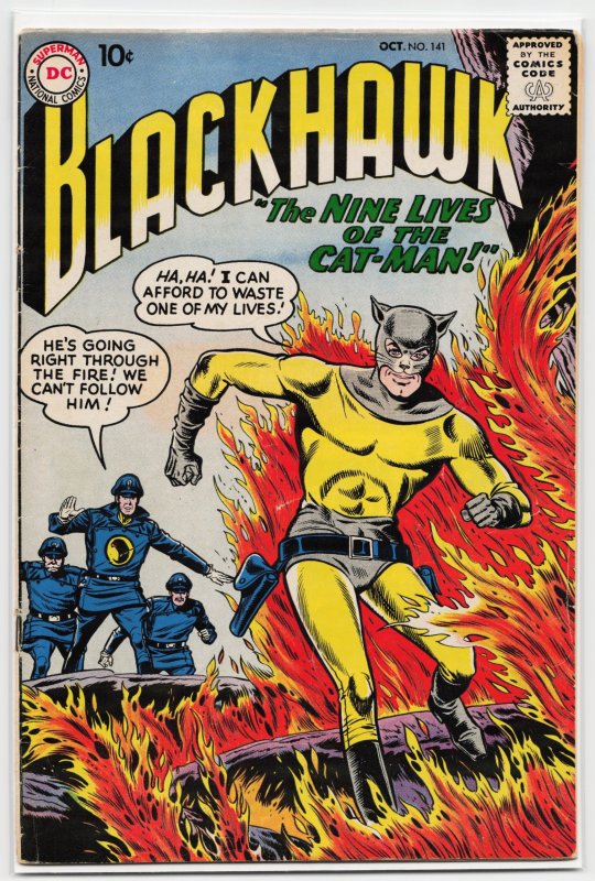 Blackhawk #141 (DC Comics, 1959), raw, ungraded comic book — front cover