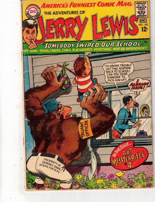Adventures of Jerry Lewis #103 (1967), raw comic book in VG condition — front cover