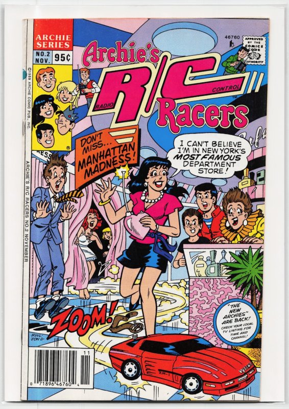 Archie's R/C Racers #2 (Archie Comics, 1989), raw, ungraded comic book — front cover