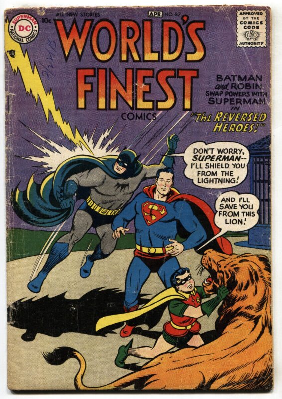 World's Finest #87 (DC Comics), raw, ungraded comic book — front cover