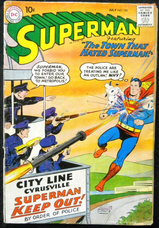 Superman #130 (DC Comics), raw comic book in VG- condition — front cover