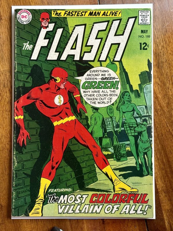 The Flash #188 (DC Comics, 1969), raw comic book in VG+ 4.5 condition — front cover