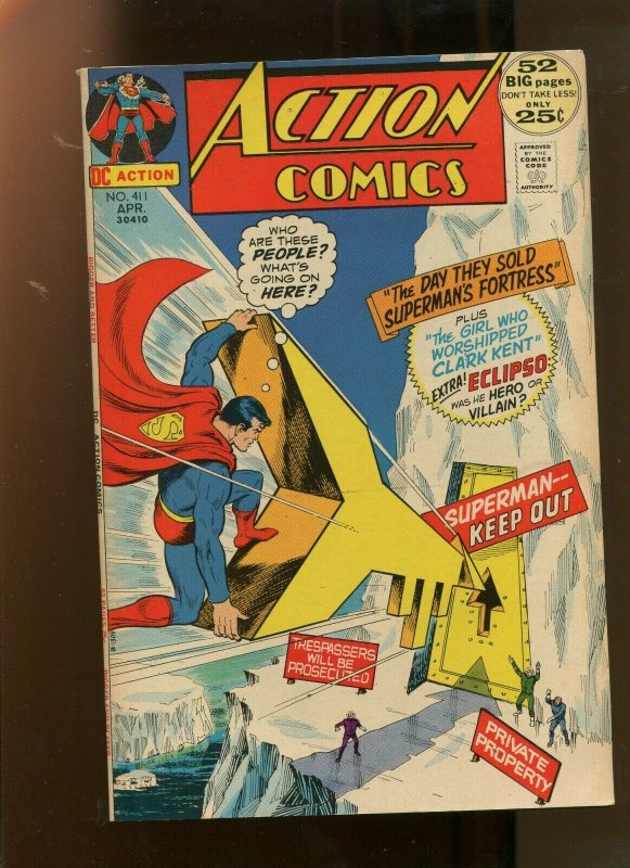 Action Comics #411 (DC Comics, 1972), raw comic book in 9.0 condition — front cover