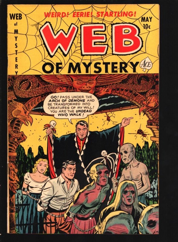 Web of Mystery #9 (1952), raw comic book in FN+ condition — front cover