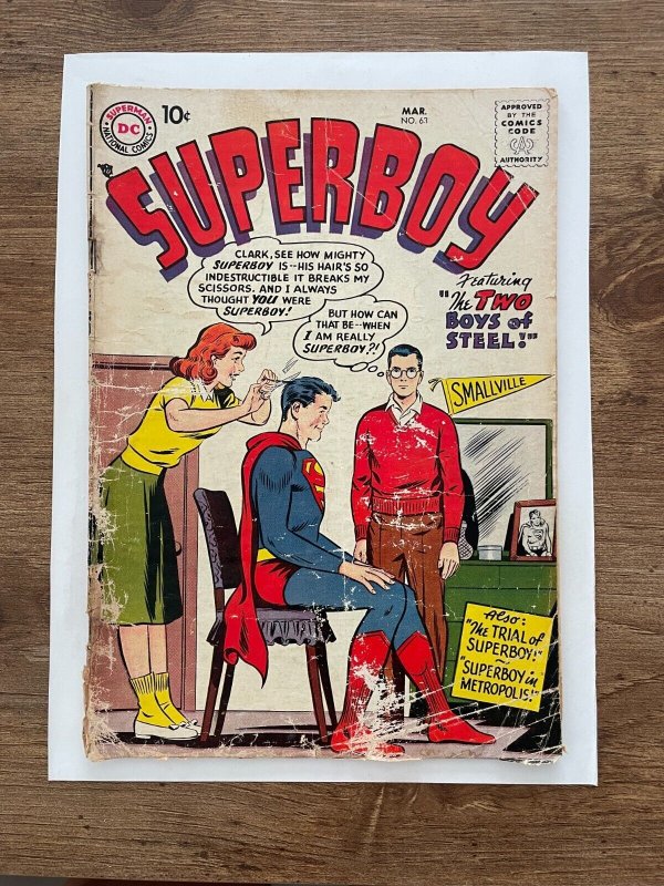 Superboy #63 (DC Comics), raw comic book in GD/VG condition — front cover