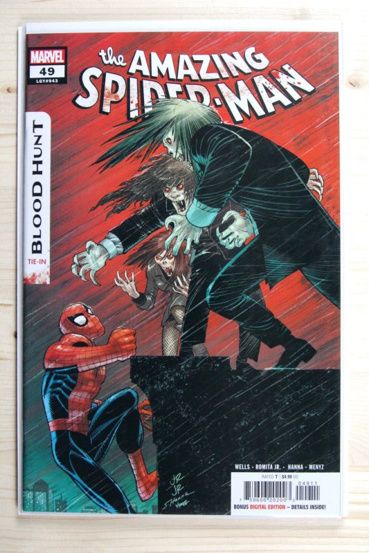 The Amazing Spider-Man #49 (Marvel Comics, 2024), raw comic book in NM+ 9.6 condition — front cover