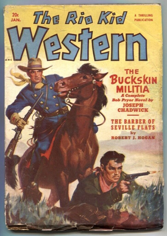 Pulp: Rio Kid Western Pulp January 1951- Buckskin Militia VG (1951), raw comic book in VG condition — front cover