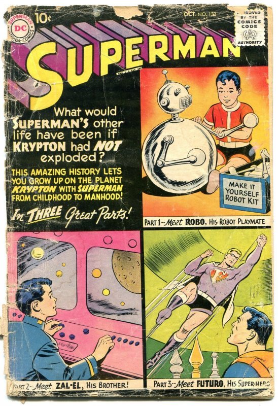 Superman #132 (DC Comics, 1959), raw comic book in FR condition — front cover