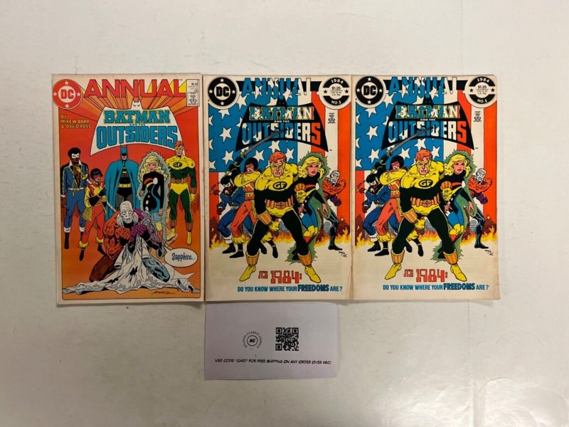 3 Batman & the Outsiders DC Comic Books #1, raw, ungraded comic book — front cover