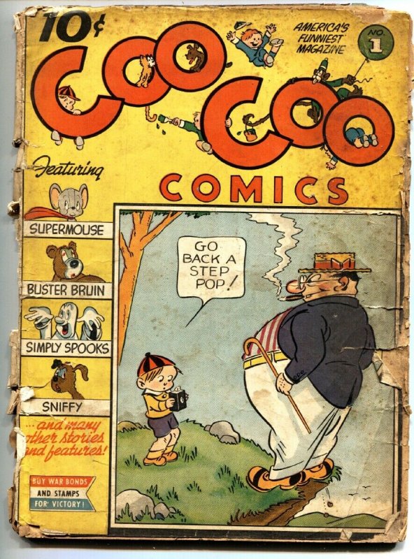 COO COO #1-1942-Supermouse Origin-Very Rare First Issue Comic Book (Nedor Comics), raw, ungraded comic book — front cover