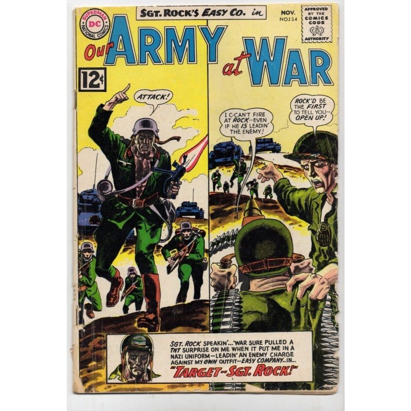 Our Army at War #124 (DC Comics, 1962), raw comic book in VG- 3.5 condition — front cover