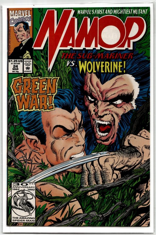 Namor, the Sub-Mariner #24 (Marvel Comics, 1992), raw, ungraded comic book — front cover