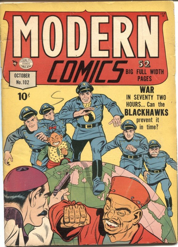 Modern Comics #102-1950--Blackhawk-Torchy-Spirit by Will Eisner-Rare Final Issue (Quality Comics, 1950), raw, ungraded comic book — front cover